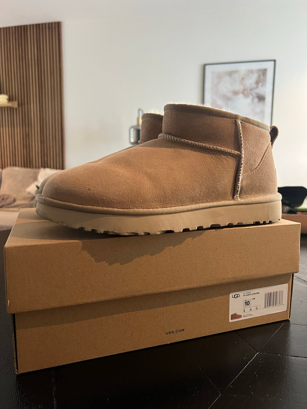 UGG Classic Ultra Mini in Sand - Maat 41, Verzenden, Beige, Lage of Enkellaarzen, Gedragen