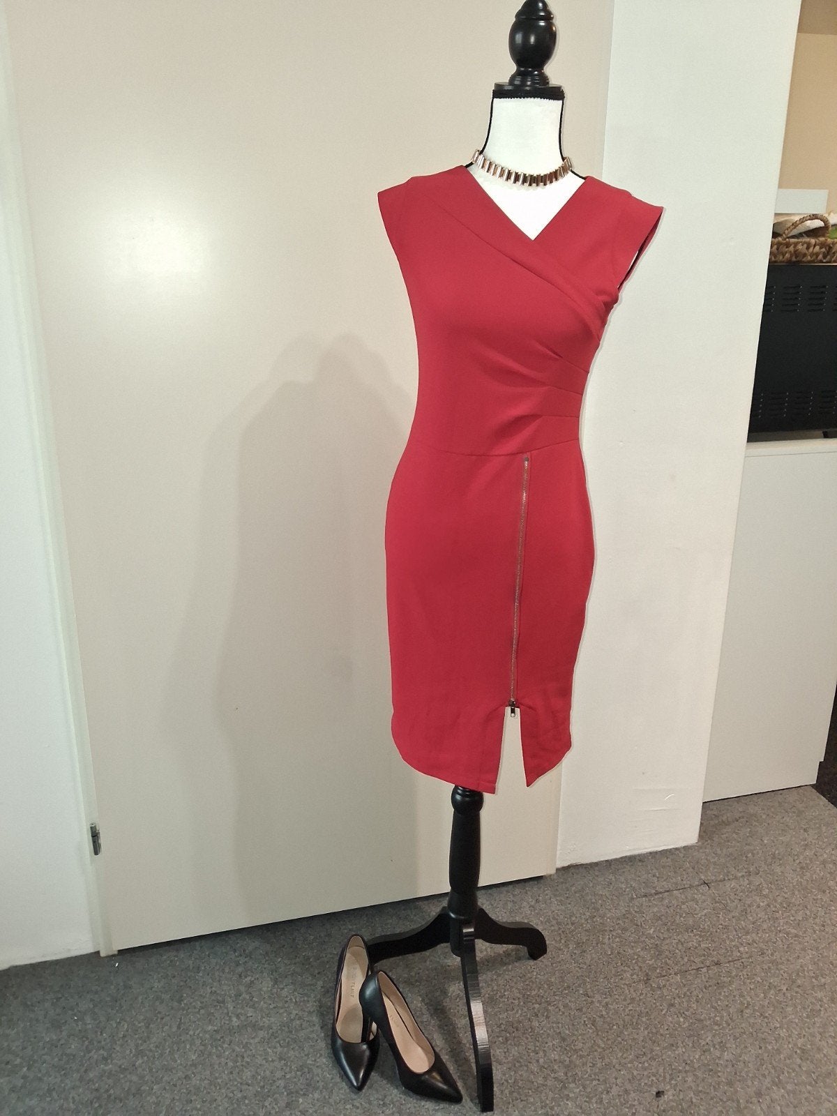 Rode jurk met ritsdetail - Emamoda Paris, Maat 38/40 (M), Ophalen of Verzenden, Zo goed als nieuw, Emamoda Paris