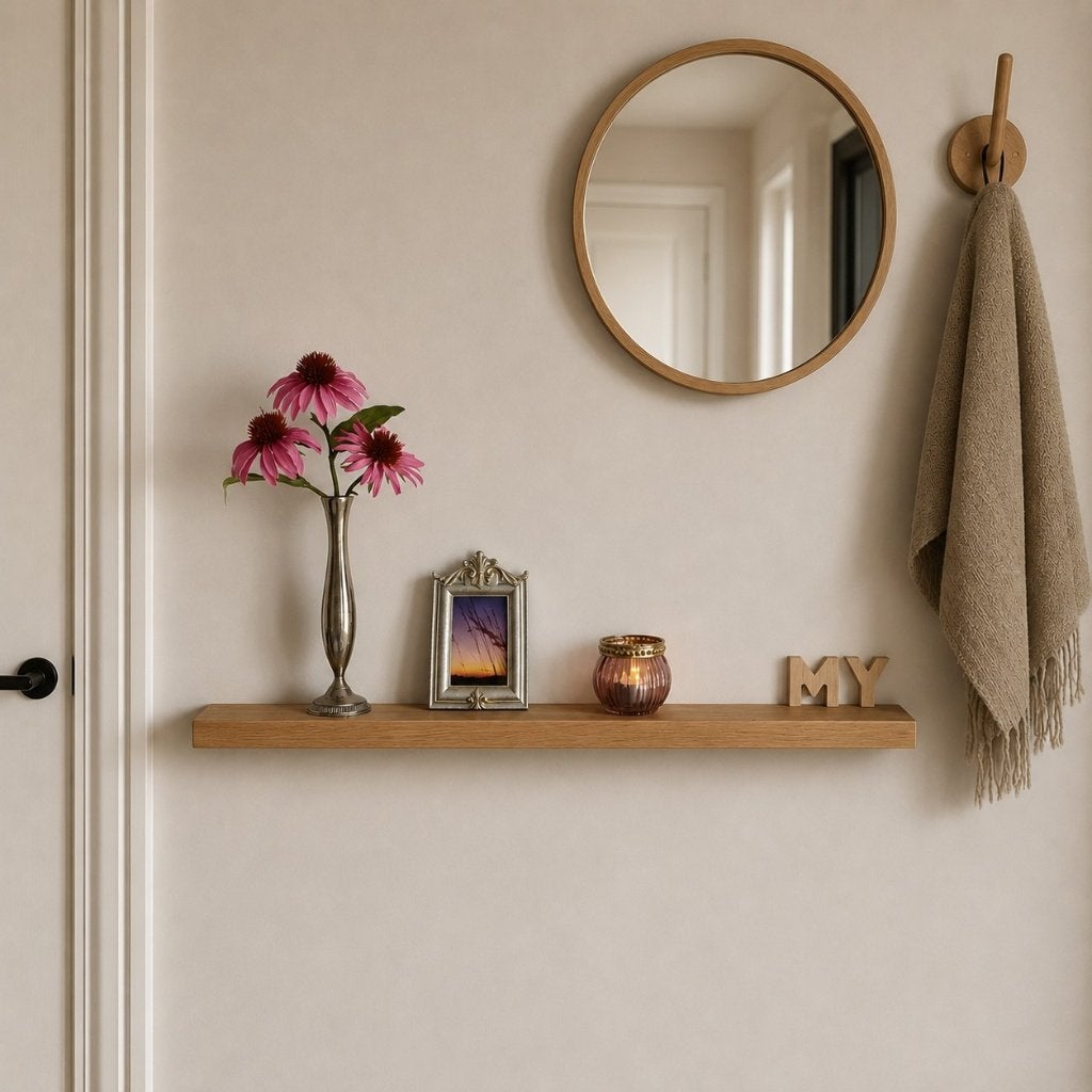 Zwevende wandplank eiken decoratief schap 83cm #116B, Houtatelier M.Y., Info@myhoutatelier.nl, Nieuw, Ophalen of Verzenden