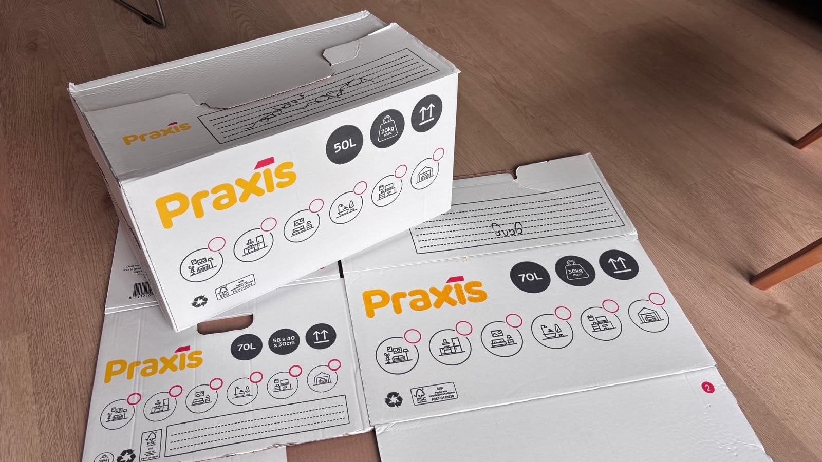 Verhuisdozen Praxis karton 11 stuks 70 liter, Ophalen, Doos, Minder dan 50 cm, Minder dan 40 cm