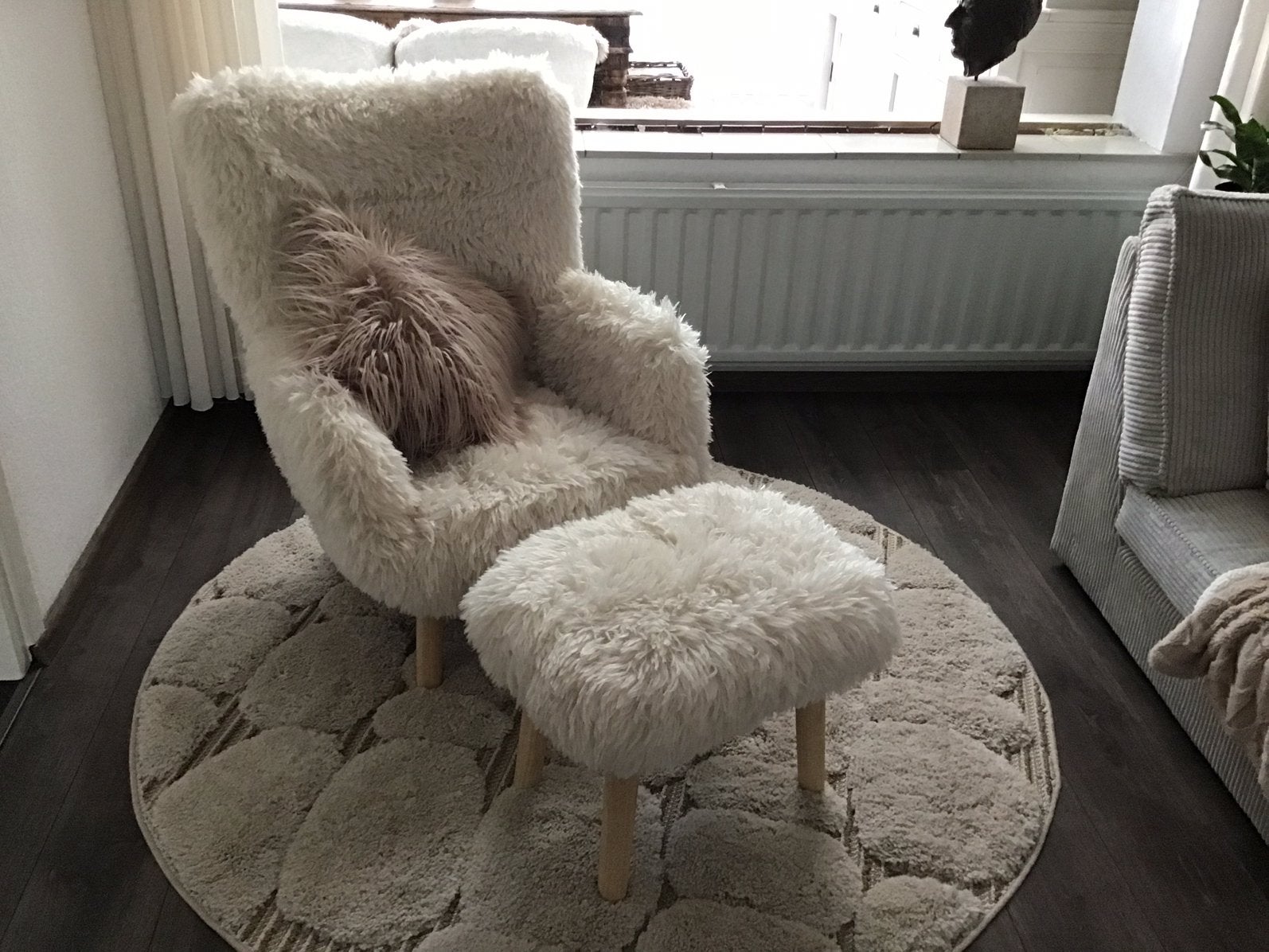 Fauteuil crème teddy, Huis en Inrichting, Fauteuils, Ophalen, Zo goed als nieuw, 75 tot 100 cm, 50 tot 75 cm