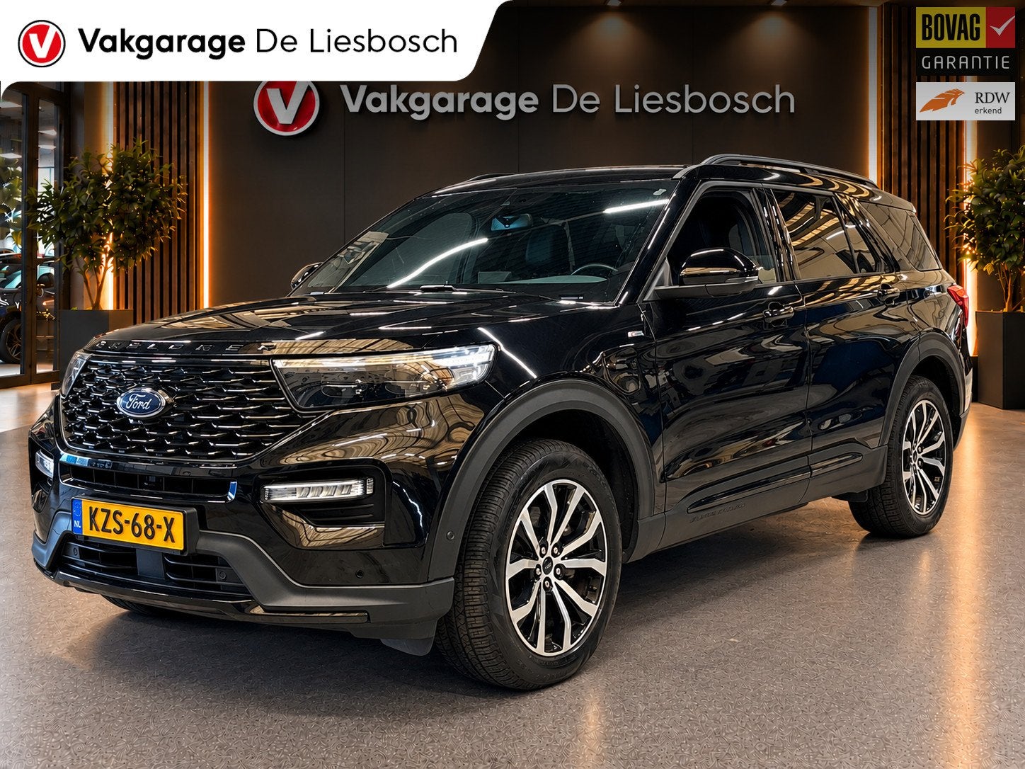 Ford EXPLORER 3.0 V6 EcoBoost PHEV ST-Line/pano/camera/leer/, Auto's, Automaat, Gebruikt, 2441 kg, Zwart
