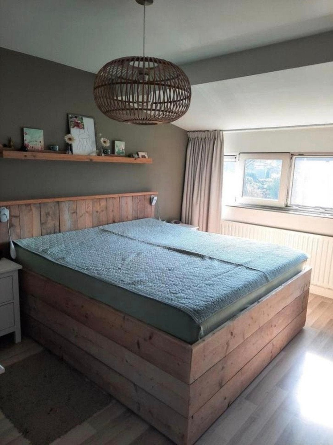 Steigerhouten bedombouw - Robuust en sfeervol, Ophalen, Gebruikt, Bruin, Steigerhout