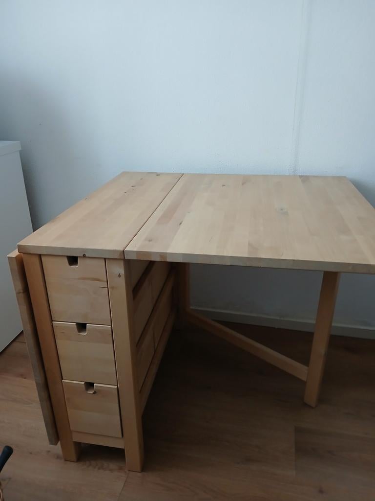 Massief berken eettafel Norden Ikea, Huis en Inrichting, Ophalen, 50 tot 100 cm, Zo goed als nieuw, Vier personen