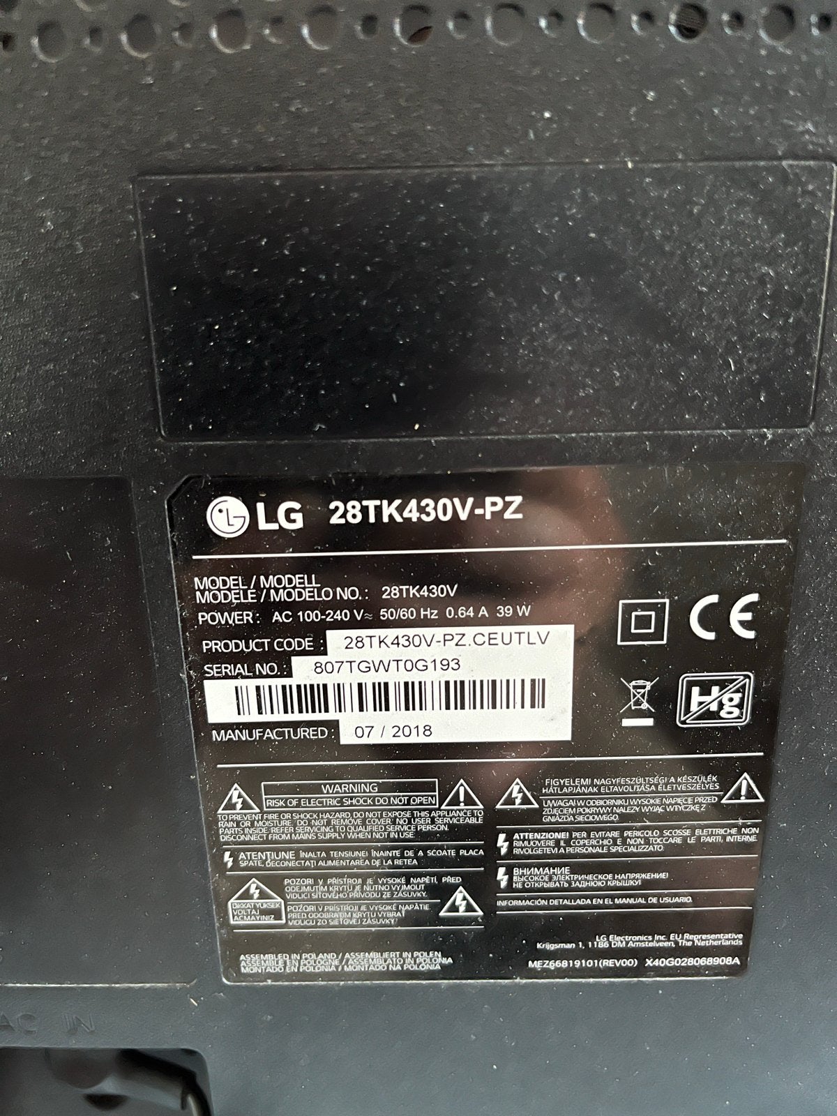 LG 28TK430V-PZ LED TV - 28 inch, Audio, Tv en Foto, Televisies, Ophalen, 50 Hz, HD Ready (720p), LG