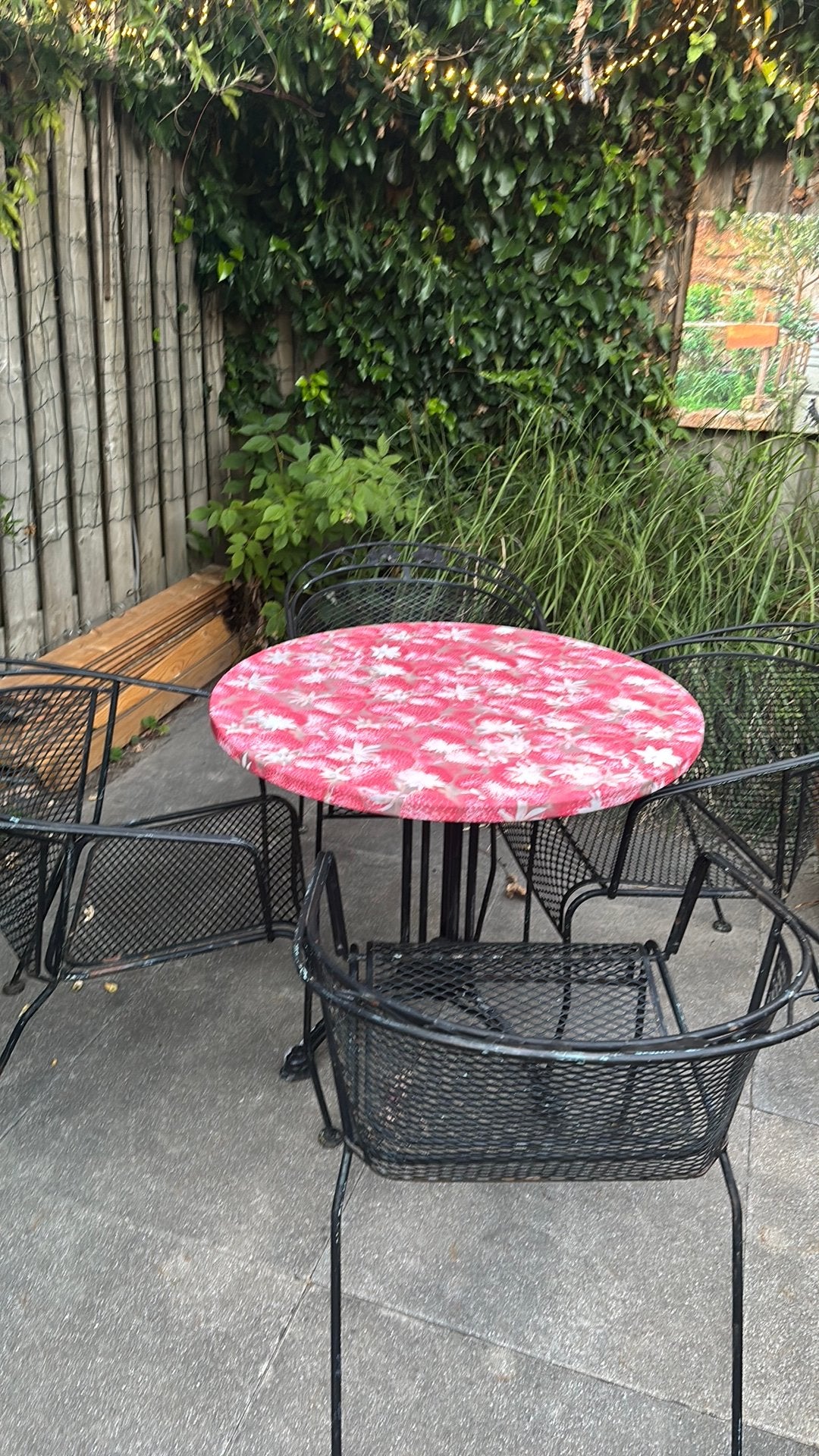 Tuinset van 4 stoelen en tafel vsn ijzer, Ophalen, Gebruikt, Tuinset, Eettafel