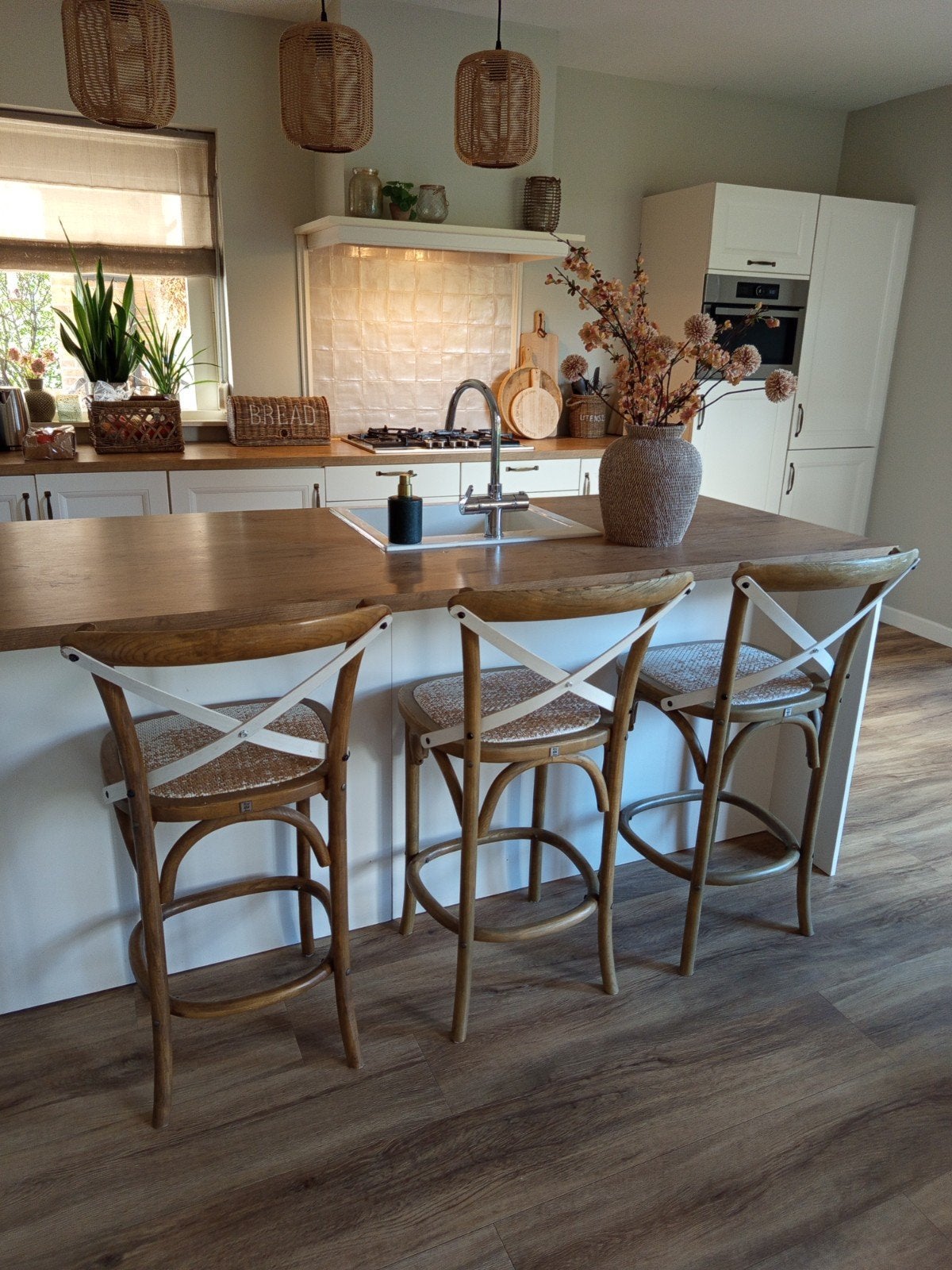 Barkrukken Riviera Maison 4x St. Etienne, Ophalen, Eikenhout, 50 tot 100 cm, Zo goed als nieuw