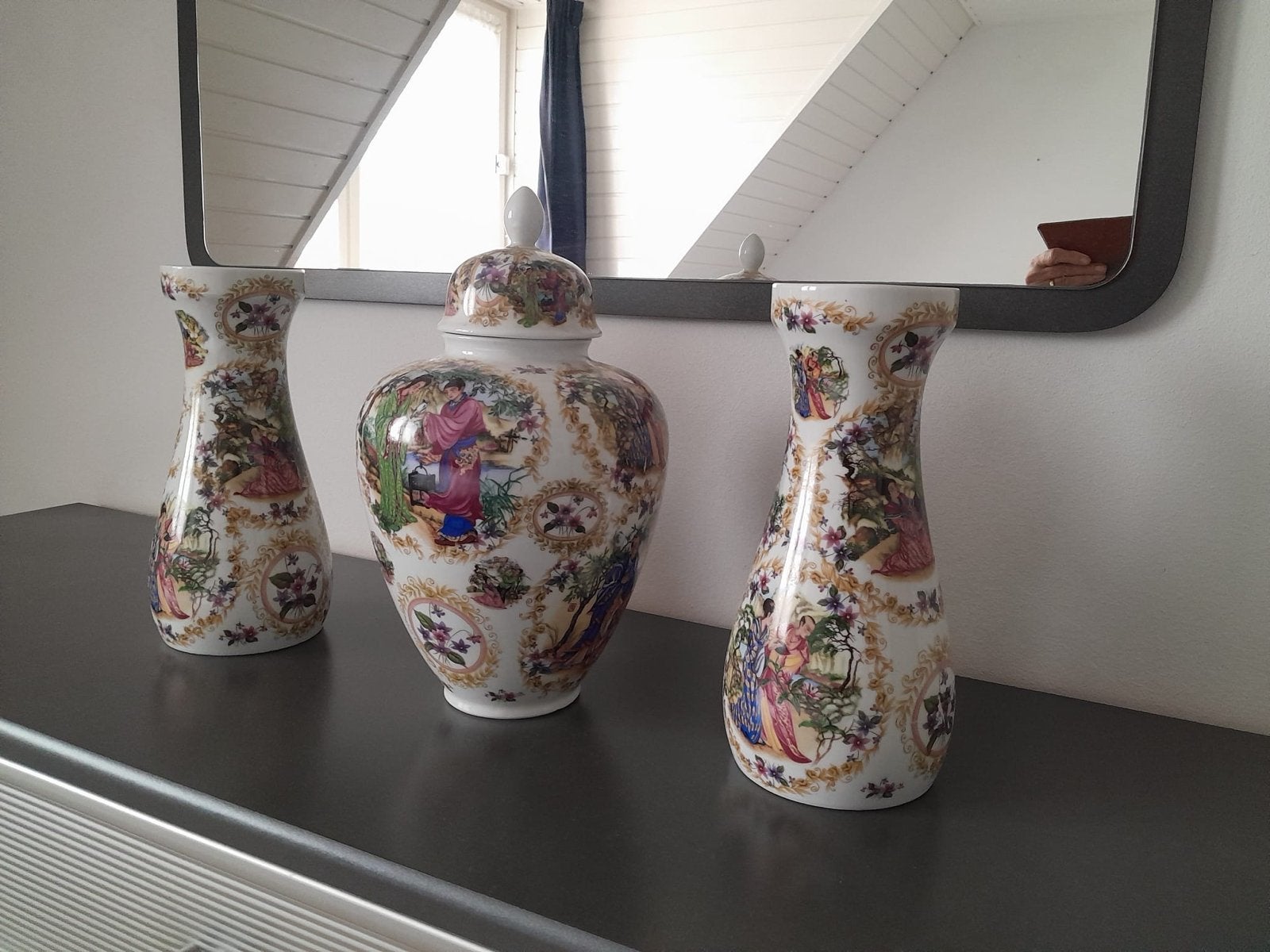 Prachtige porseleinen vazen set - PMR Bavaria Jaeger & Co, Antiek en Kunst, Ophalen of Verzenden