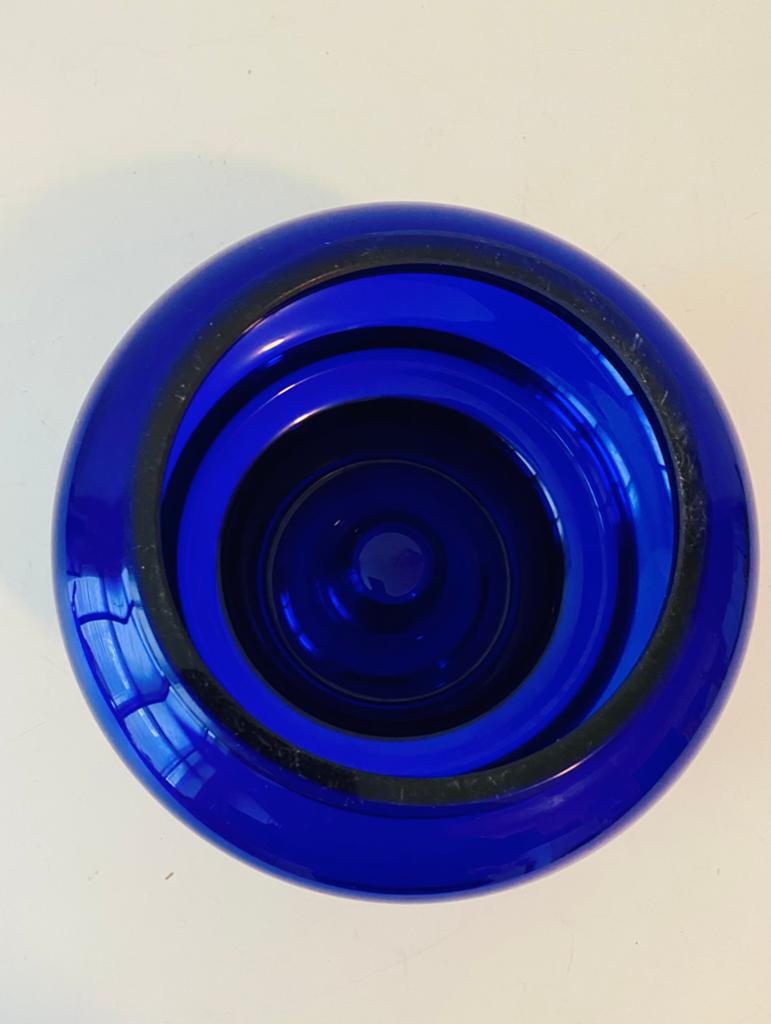 Blauw glazen vintage kandelaar, Overige materialen, Gebruikt, Blauw, Onbekend