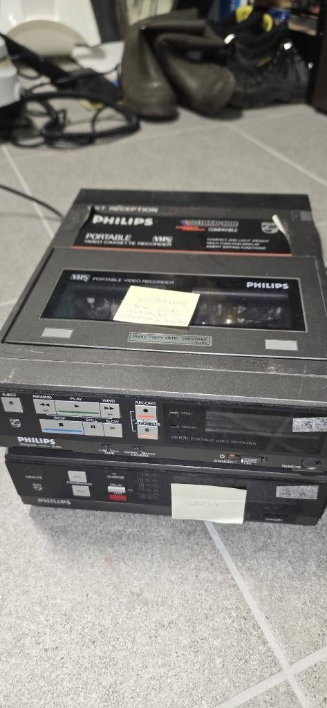 Vintage Philips VR 6711 Portable VHS Video Recorder Set, Ophalen, Gebruikt, VHS-speler of -recorder