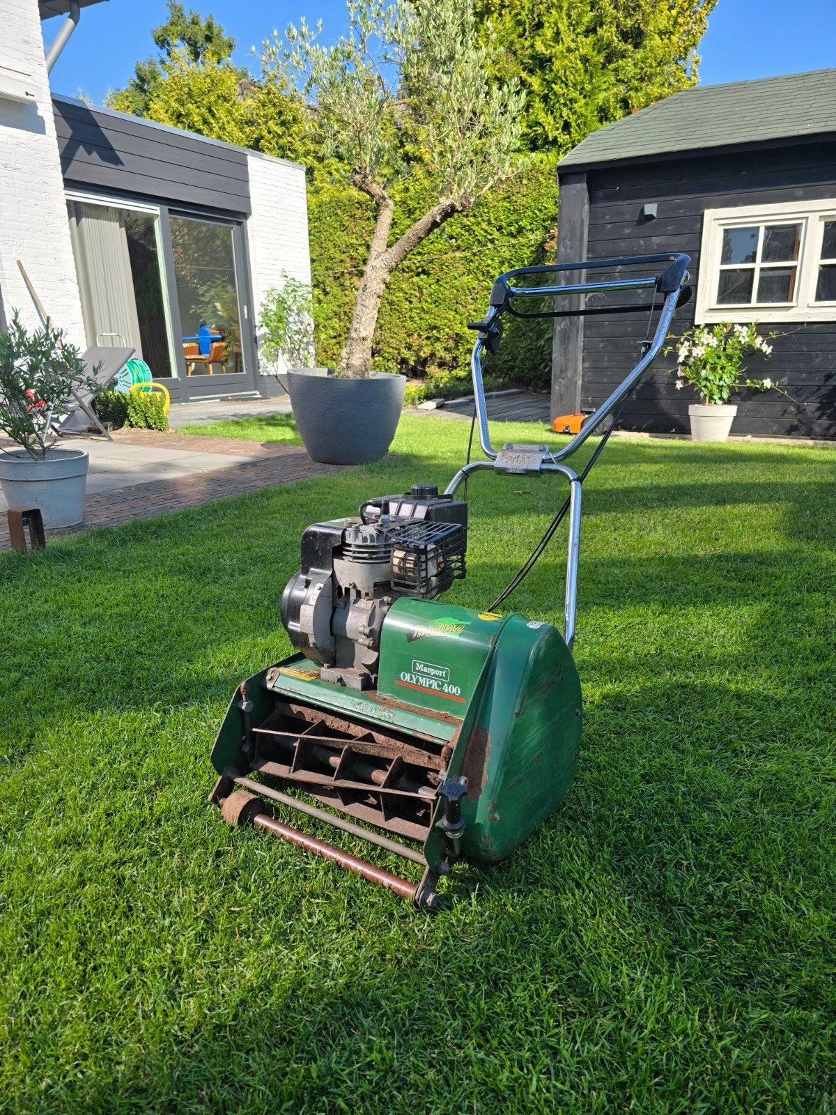 Masport Olympic 400 Kooimesmaaier - Benzine, Ophalen, Gebruikt, Masport, Opvangbak