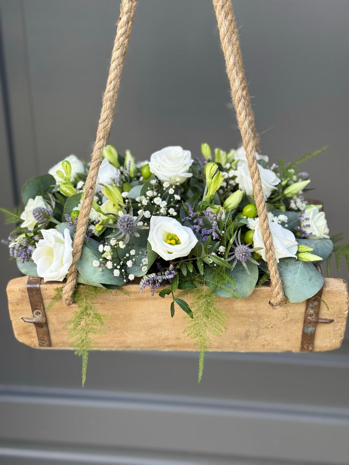Houten Bloembak met Touwophanging - Landelijke Stijl, Tuin en Terras, Bloembakken en Plantenbakken, Ophalen, Minder dan 30 cm