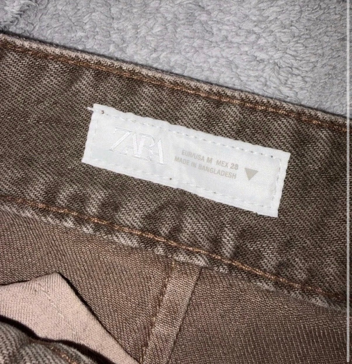 Zara bruine denim mini rok - Maat M, Kleding | Dames, Maat 38/40 (M), Bruin, Verzenden, Zo goed als nieuw