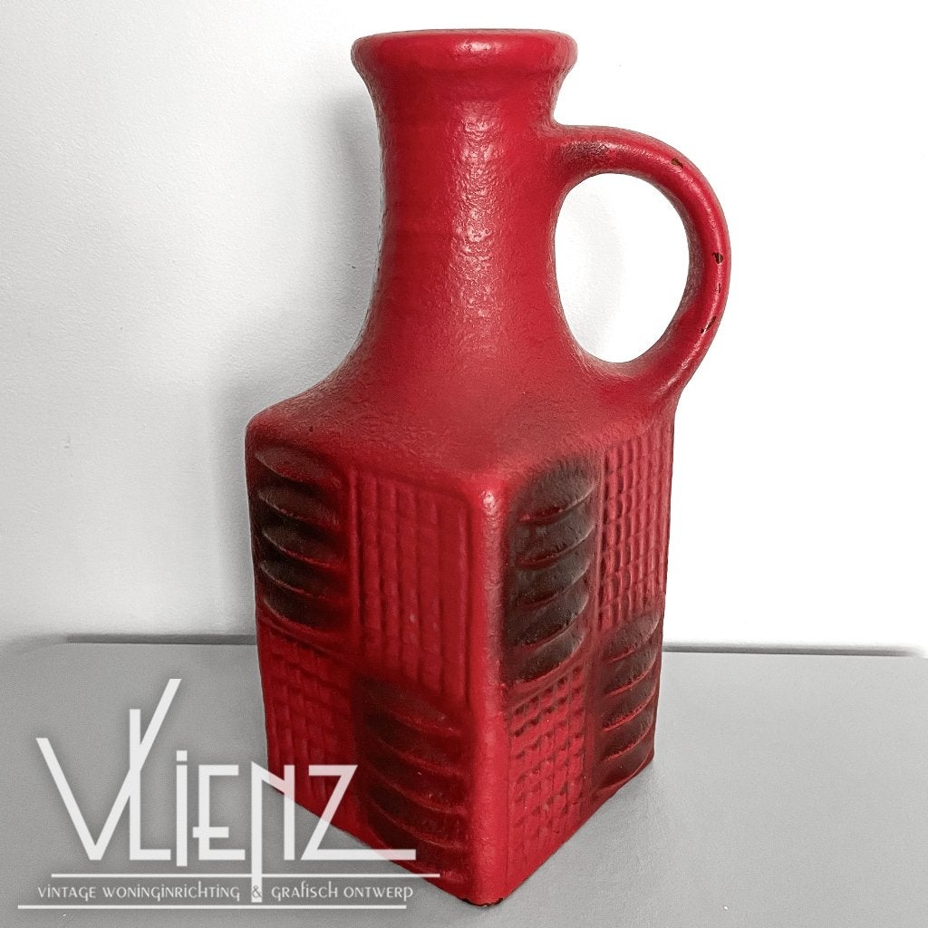 Vintage Carstens Vaas 7444-25 West-Germany Rood, Verzamelen, Retro, Ophalen of Verzenden, Huis en Inrichting