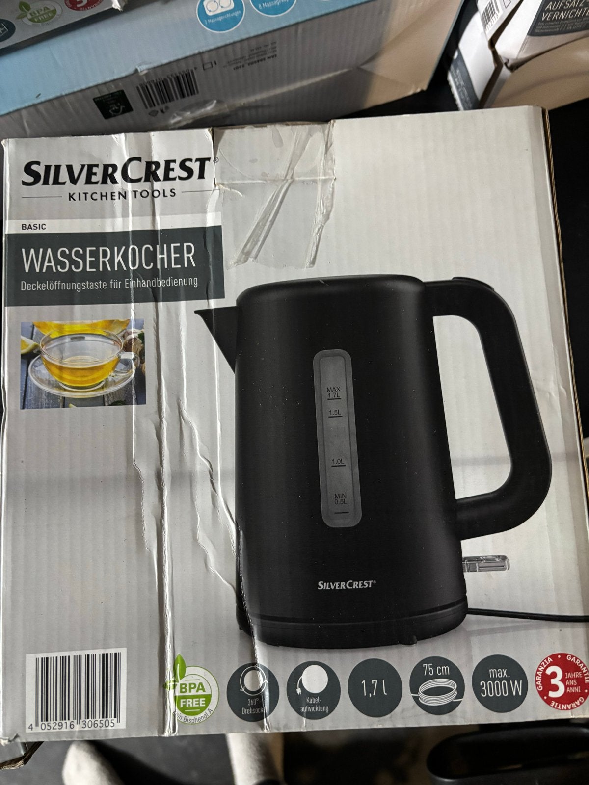 Nieuw Silvercrest Basic Waterkoker - 1.7L, 3000W, 1 tot 2 liter, Ophalen of Verzenden, Nieuw