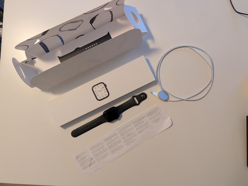 Apple Watch Series 7 41mm Zwart, Zwart, IOS, Ophalen of Verzenden, Zo goed als nieuw