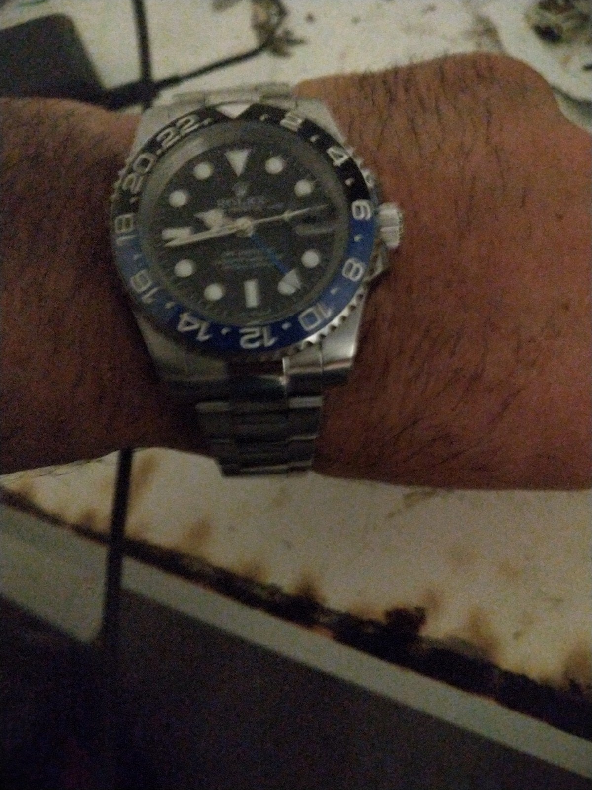 Rolex Gmt batman, Ophalen of Verzenden, Zo goed als nieuw, Staal, Rolex