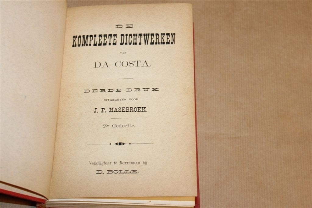Da Costa — Kompleete Dichtwerken Deel 2, 3e druk Antiek 1876, Antiek en Kunst, Ophalen of Verzenden