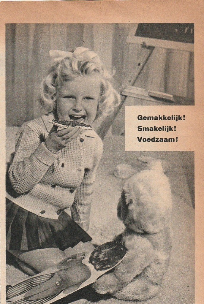 Retro reclame 1960 Verkade Ry-King meisje met beertje, Verzenden, Overige typen