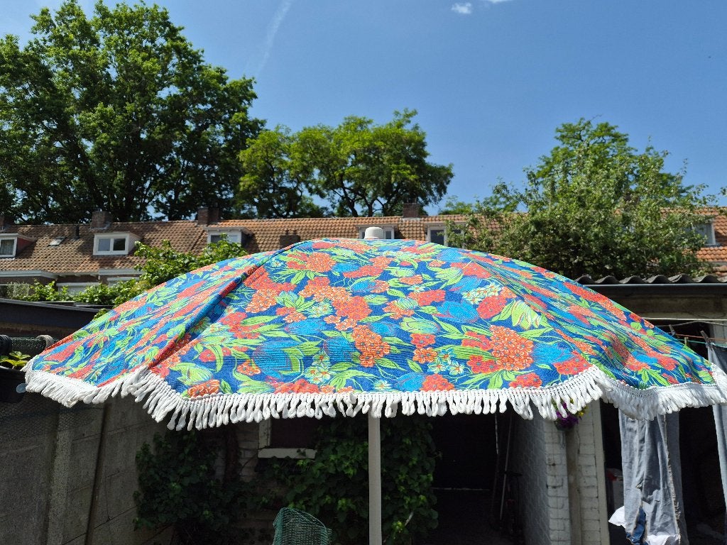Mooie vintage paracol bloemmotief retro, Tuin en Terras, Parasols, Ophalen, Nieuw, Minder dan 1 meter, Zweefparasol