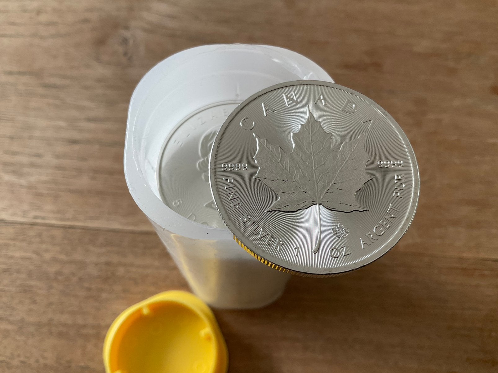 25 x 1 oz zilver .999, maple leaf 2020, 1 tube, Ophalen of Verzenden, Overige waardes, Zilver