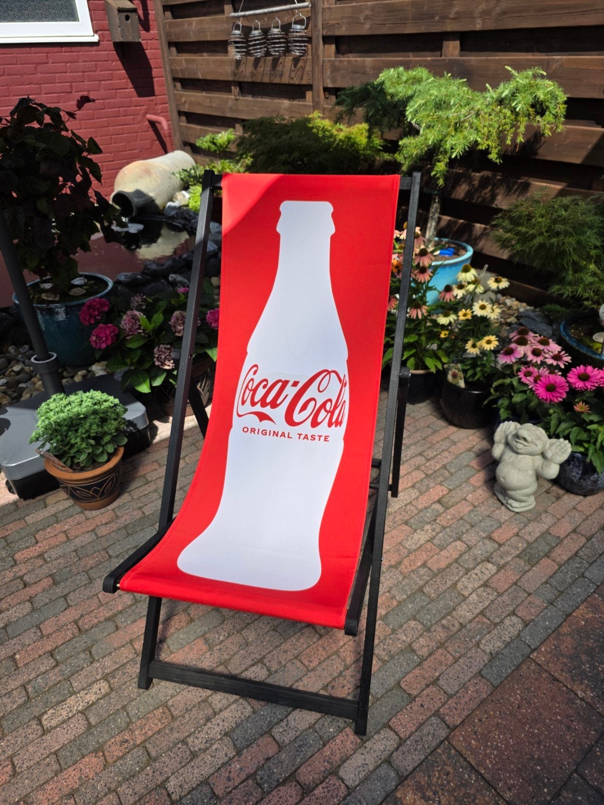 Coca-Cola strandstoel - Inklapbaar en verstelbaar, Ophalen of Verzenden, Gebruikt, Hout, Verstelbaar