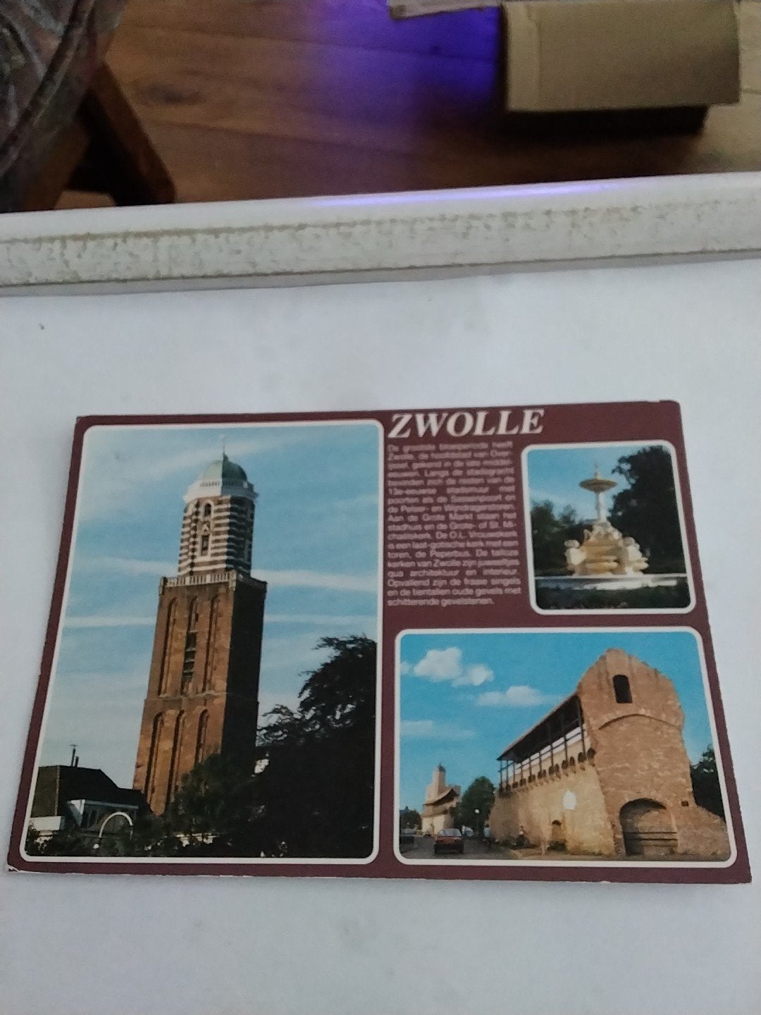 Oude ansichtkaart Zwolle - Grote Kerk, Sassenpoort, fontein, Ophalen of Verzenden