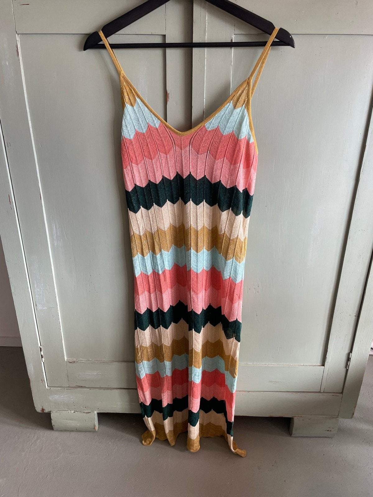Strandjurk voor over bikini - glitterdraad - M/L, Kleding | Dames, Jurken, Maat 38/40 (M), Zo goed als nieuw, Onder de knie, Meerkleurig