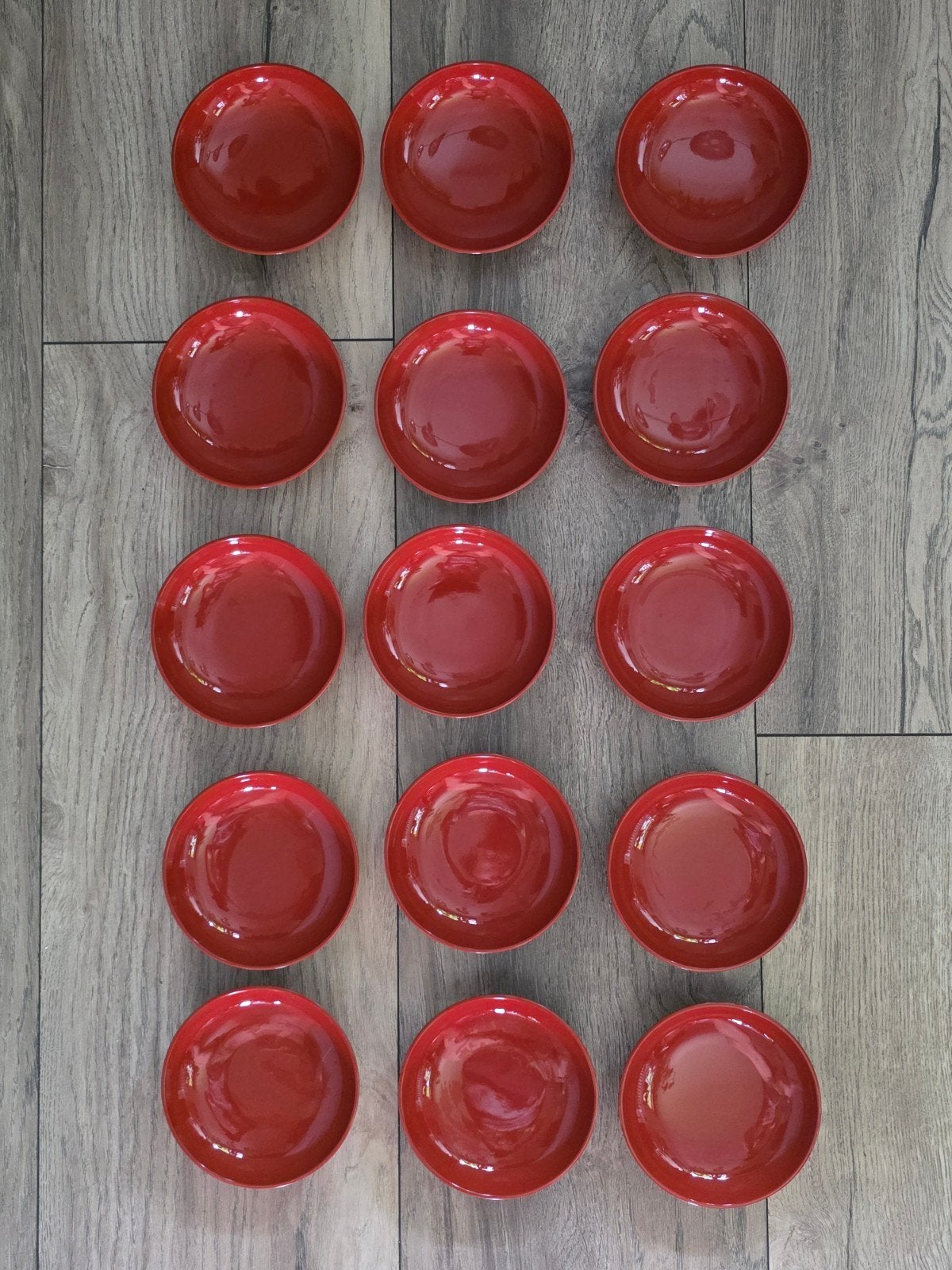 15 vintage retro schaaltjes – rood/oranje/bruin – jaren '70, Ophalen of Verzenden, Aardewerk, Overige stijlen, Schaal of Schalen