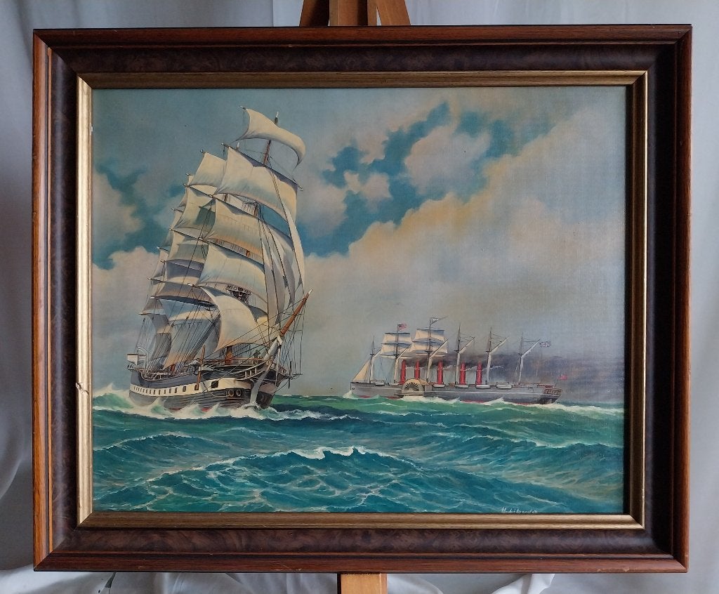 Zima Helmut Libuda (1941) - Schepen op zee - 1975, Antiek en Kunst, Kunst | Schilderijen | Klassiek, Ophalen