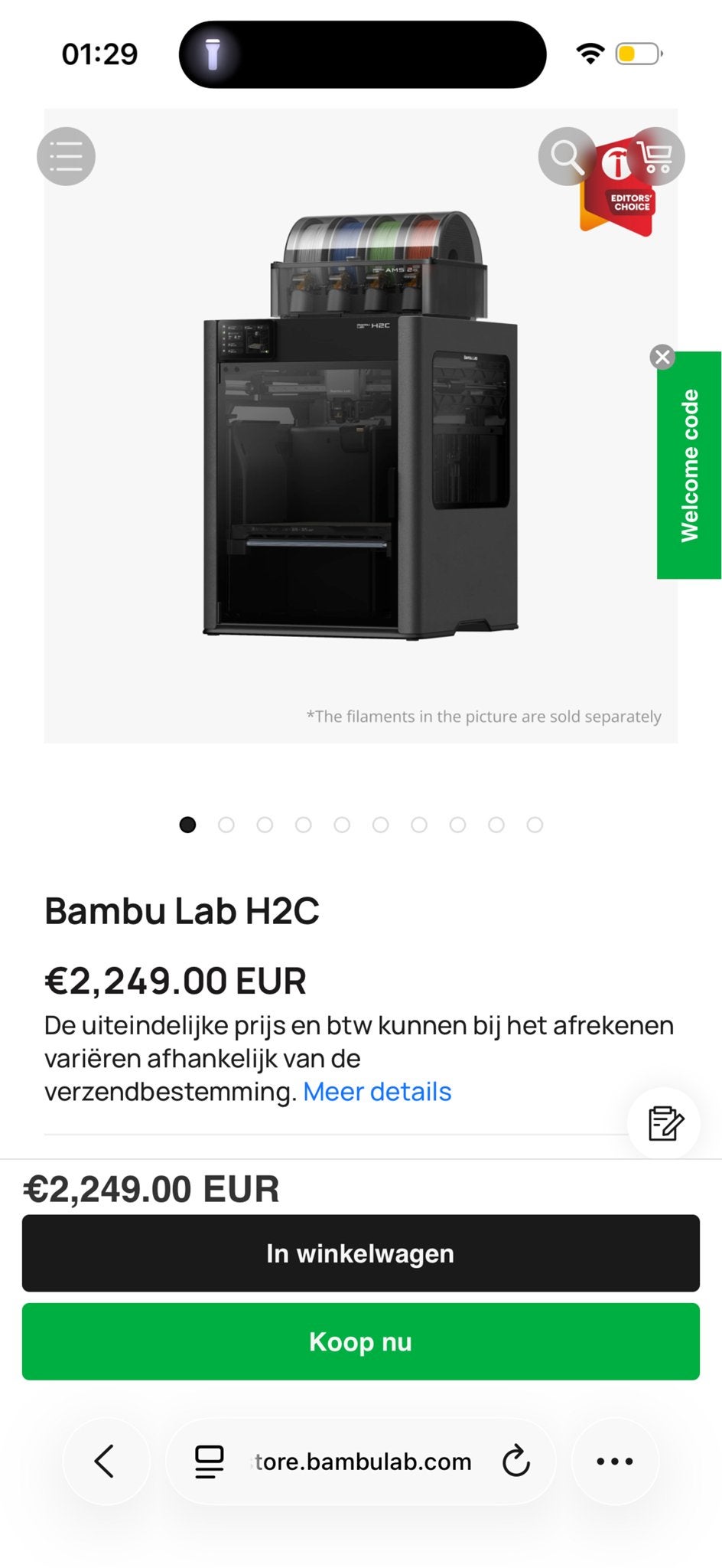 Bambu Lab H2C 3D-printer, Ophalen of Verzenden, Nieuw, Filament