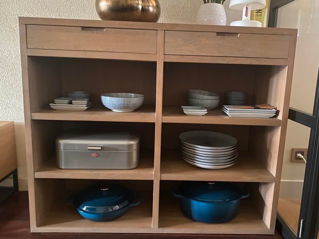volledig eiken, oudere Ethnicraft stijl kast, boekenkast, Ophalen, Zo goed als nieuw, 25 tot 50 cm, 100 tot 150 cm