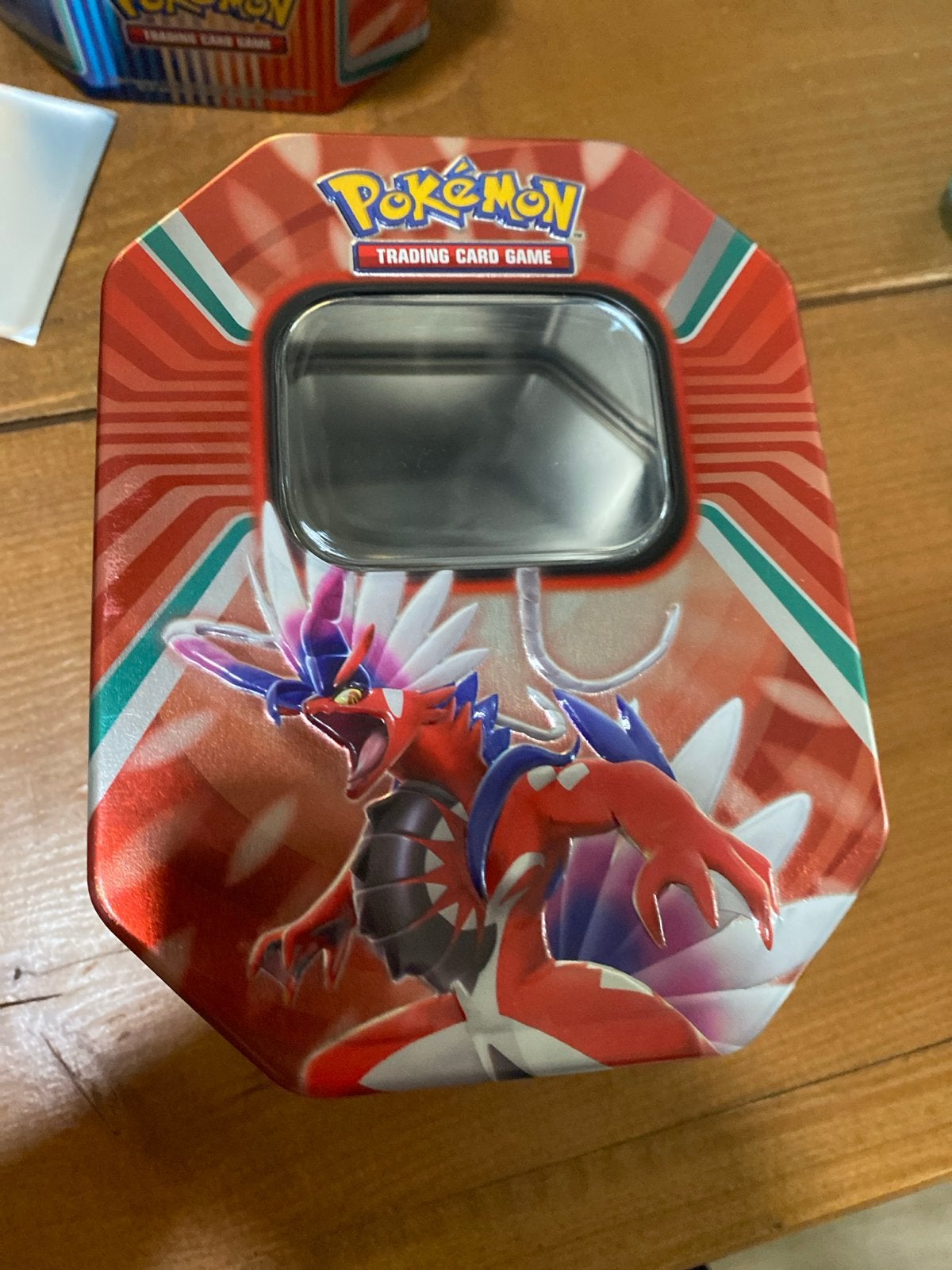 Lege Pokémon TCG Tin Box Koraidon & Miraidon, Ophalen of Verzenden, Zo goed als nieuw, Overige typen