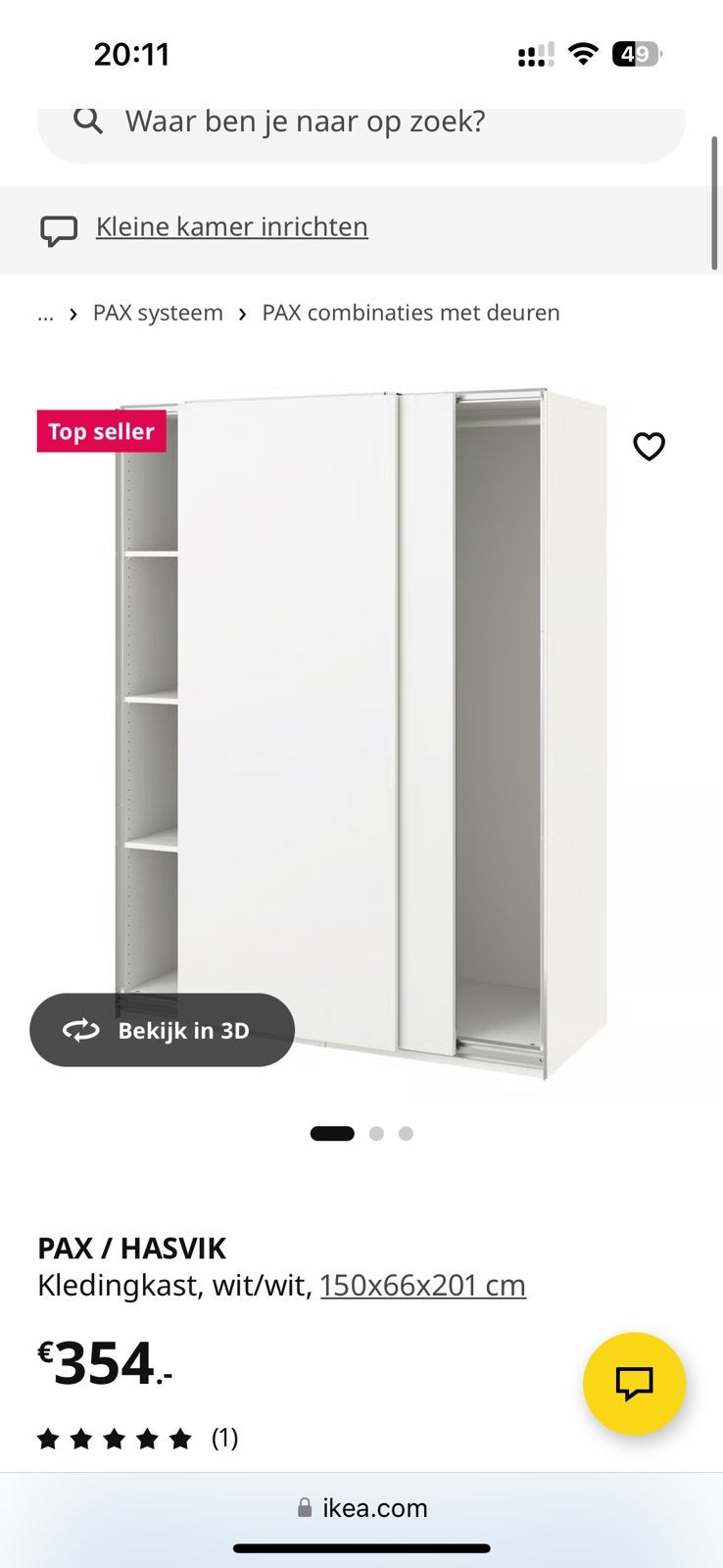 PAX/HASVIK ikea kast, Huis en Inrichting, Ophalen, Zo goed als nieuw, 50 tot 75 cm, 200 cm of meer