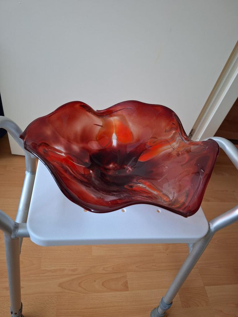 Decoratieve glazen fruitschaal - Rood, Ophalen