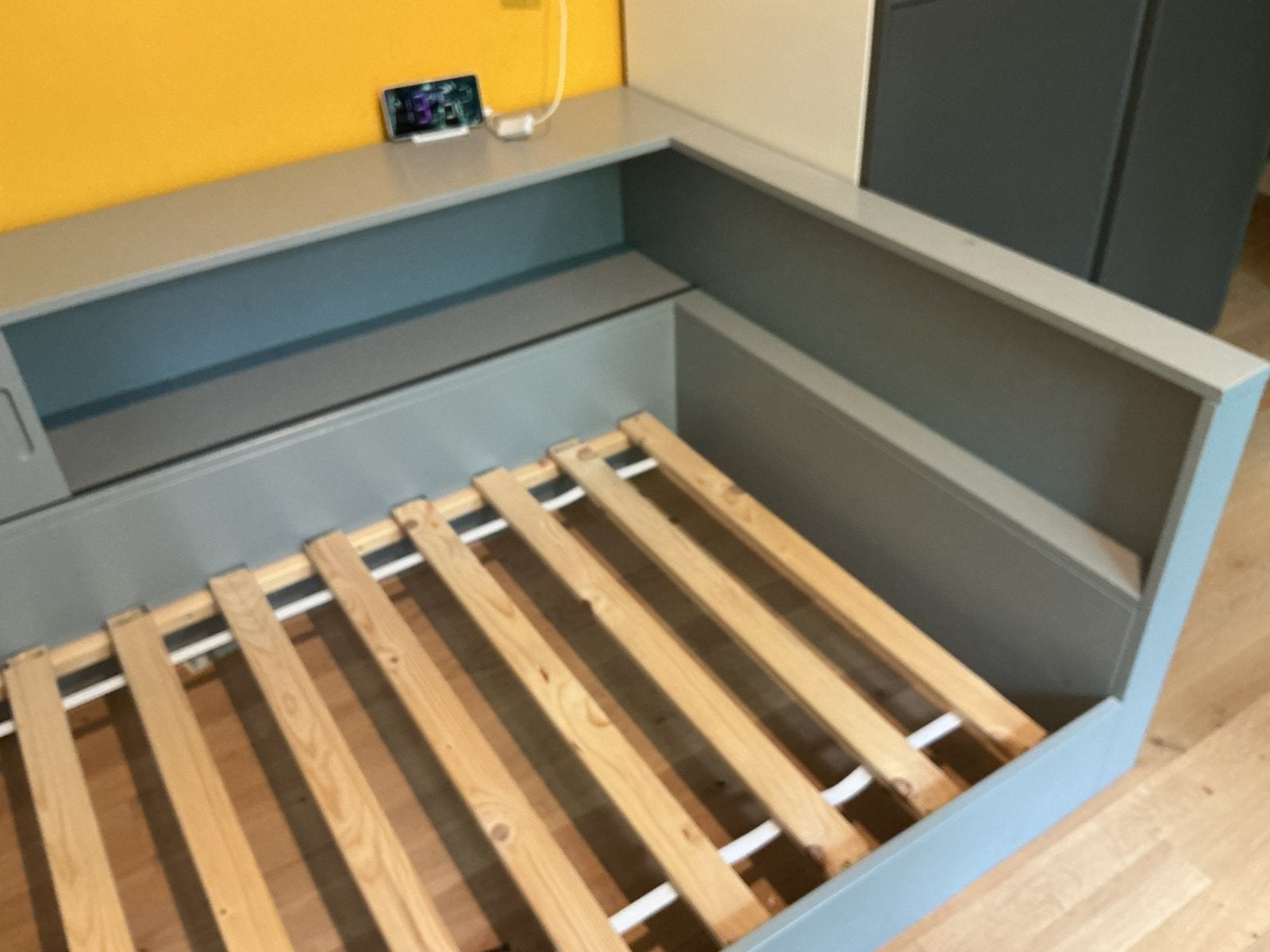 Woood connect hoekbed 90*200 donkergrijs, Ophalen, Gebruikt, 90 cm, Eenpersoons