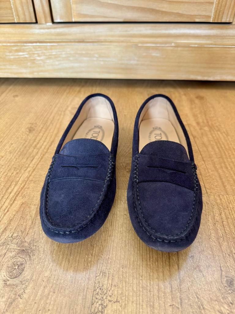 Tod's Gommino Loafers in Suede Donkerblauw - Maat 37, Ophalen, Zo goed als nieuw, Blauw, Instappers