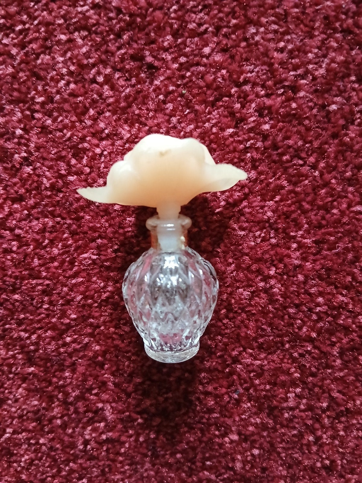 Vintage Mini Parfumflesje met Bloemstop, Ophalen of Verzenden