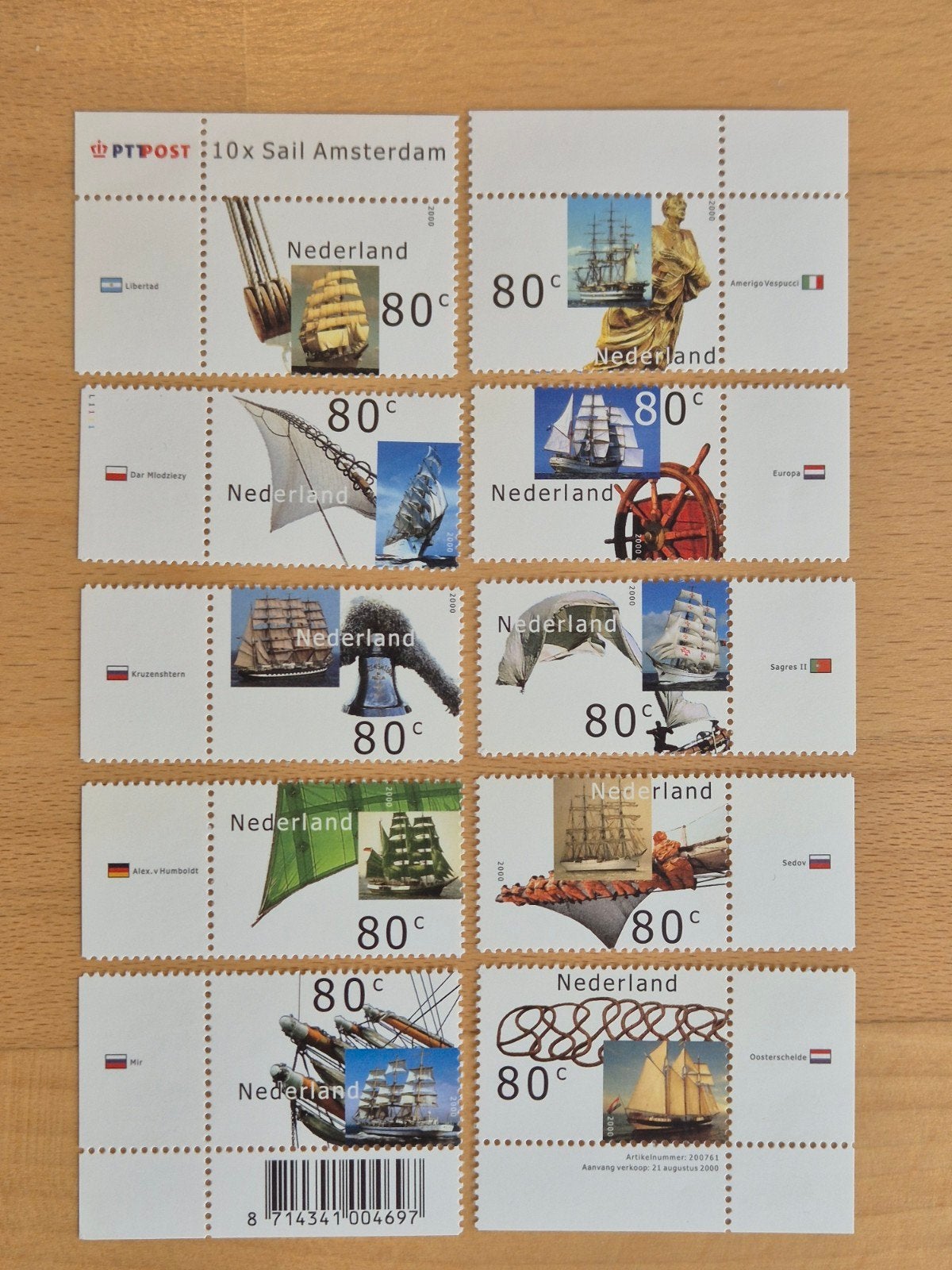 Nederland 2000 Sail Amsterdam, Postzegels en Munten, Postzegels | Nederland, Postfris, Na 1940, Ophalen of Verzenden