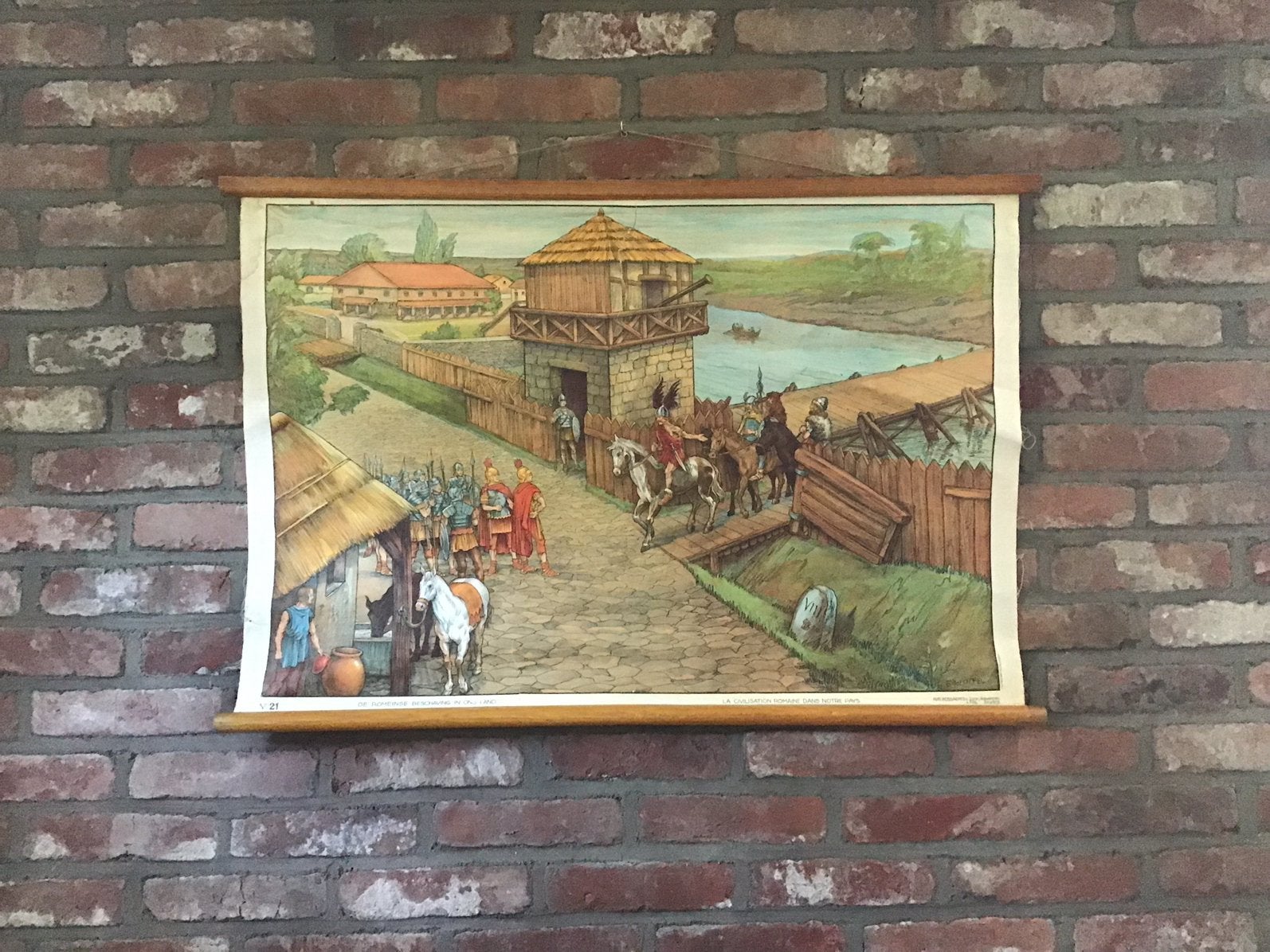 Oude schoolplaat De Romeinse beschaving Edmond van Offel, Antiek en Kunst, Antiek | Schoolplaten, Ophalen of Verzenden, Geschiedenis