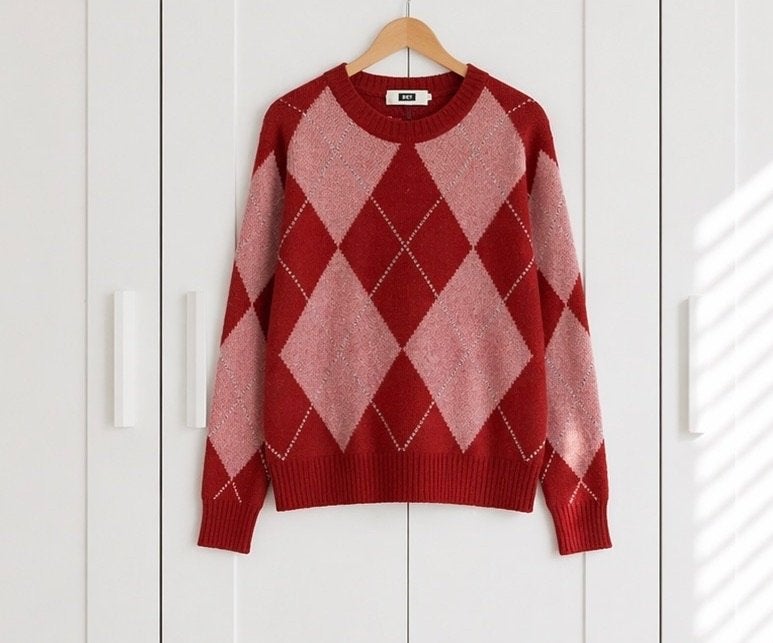 WE ruit trui roze rood ZGAN XS, WE, Ophalen of Verzenden, Zo goed als nieuw, Maat 34 (XS) of kleiner