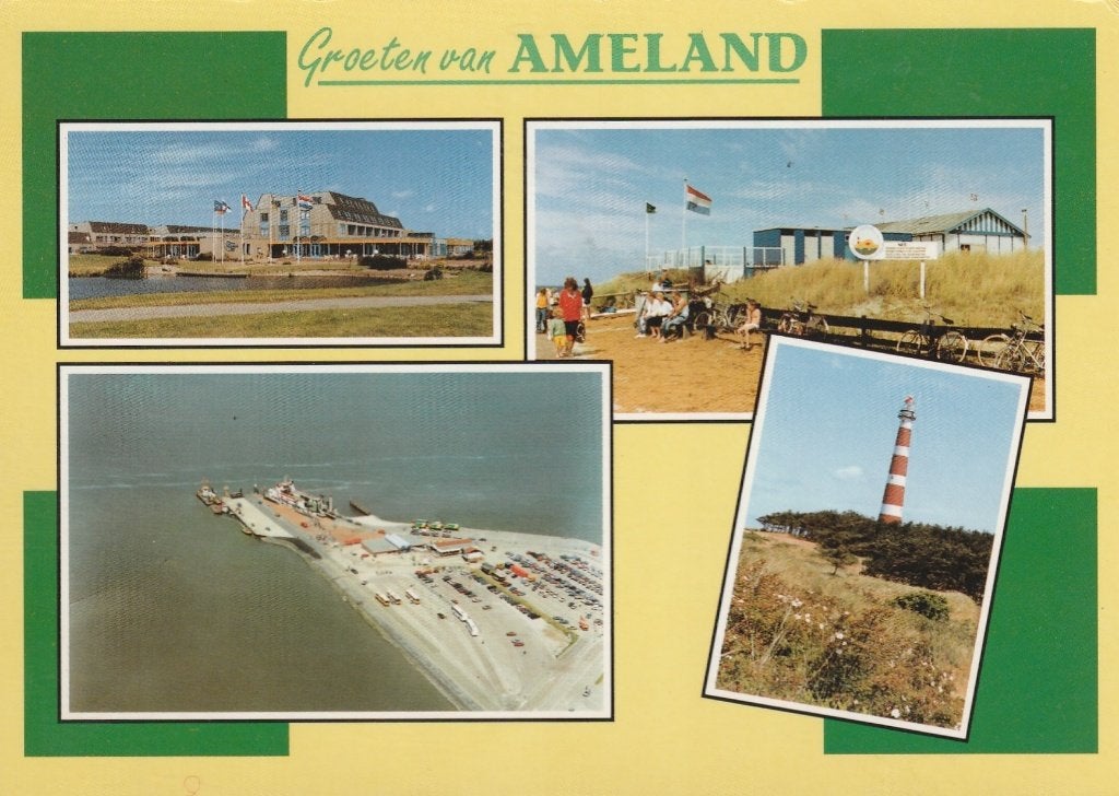 AMELAND Hotel Luchtfoto Groeten, Verzenden, 1980 tot heden, Gelopen, Waddeneilanden