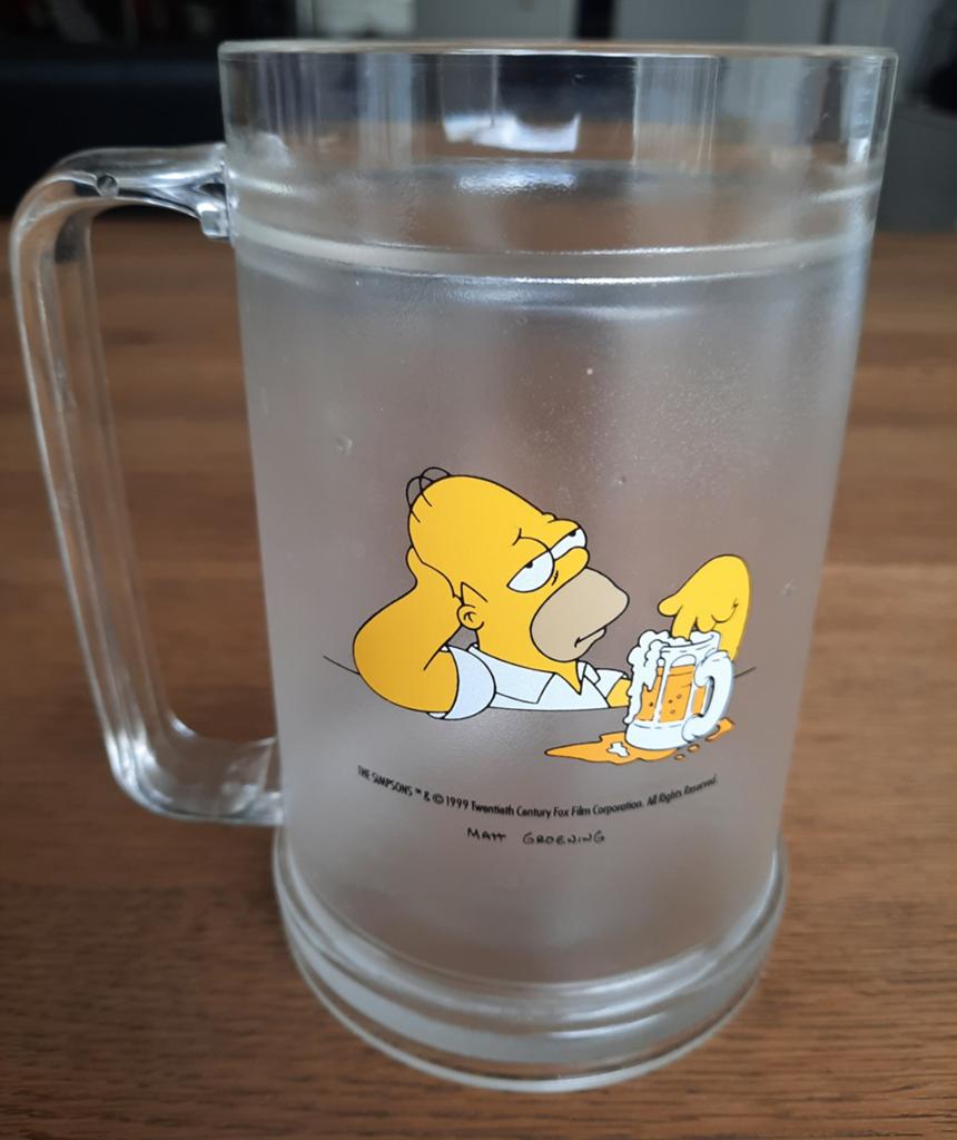 Simpsons bierglas - Homer Simpson 450 ml, Ophalen of Verzenden, Zo goed als nieuw, Meerkleurig, Kunststof