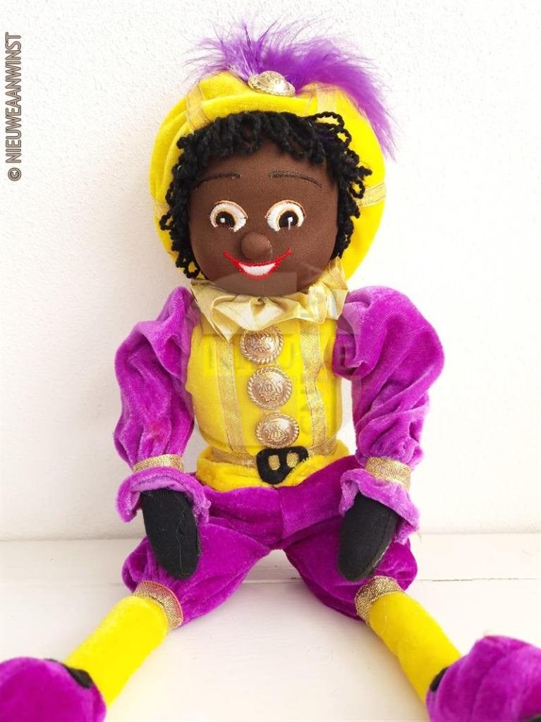 Nostalgische Etos etalage Piet pop - 45cm, geel/paars, Diversen, Sinterklaas, Verzenden, Gebruikt