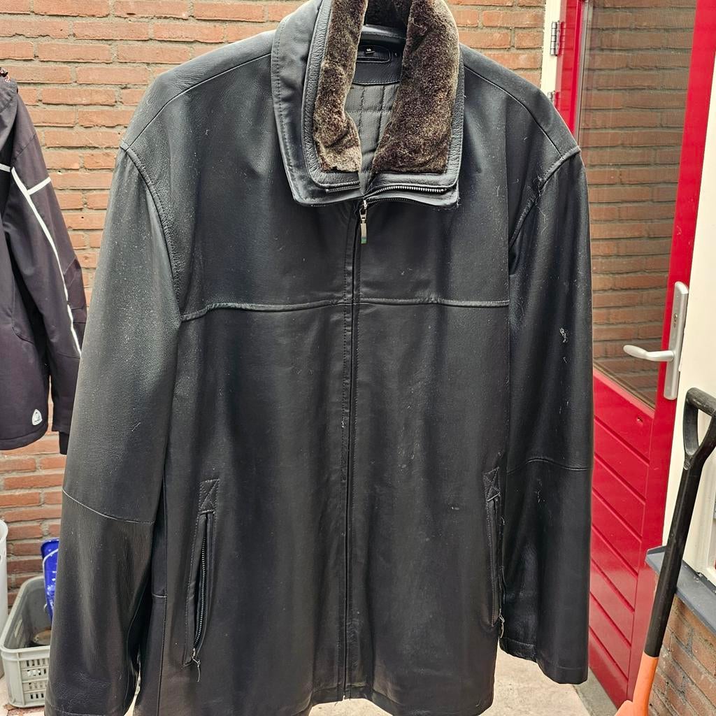 Leren jas, Kleding | Heren, Jassen | Winter, Angelo Litrico, Zwart, Maat 56/58 (XL), Ophalen of Verzenden