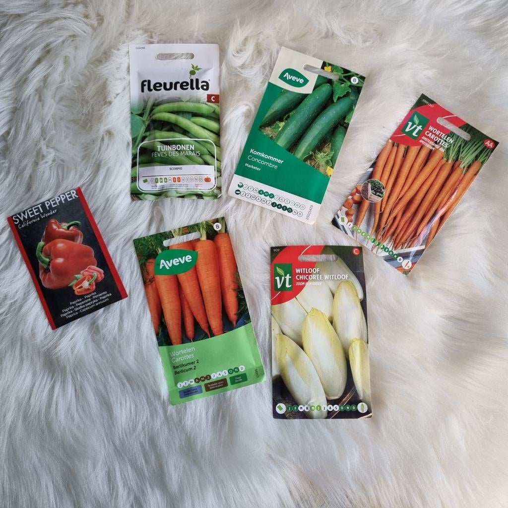 Zaden voor moestuin - 6 nieuwe ongeopende pakjes, Ophalen of Verzenden, Gehele jaar, Volle zon, Zaad