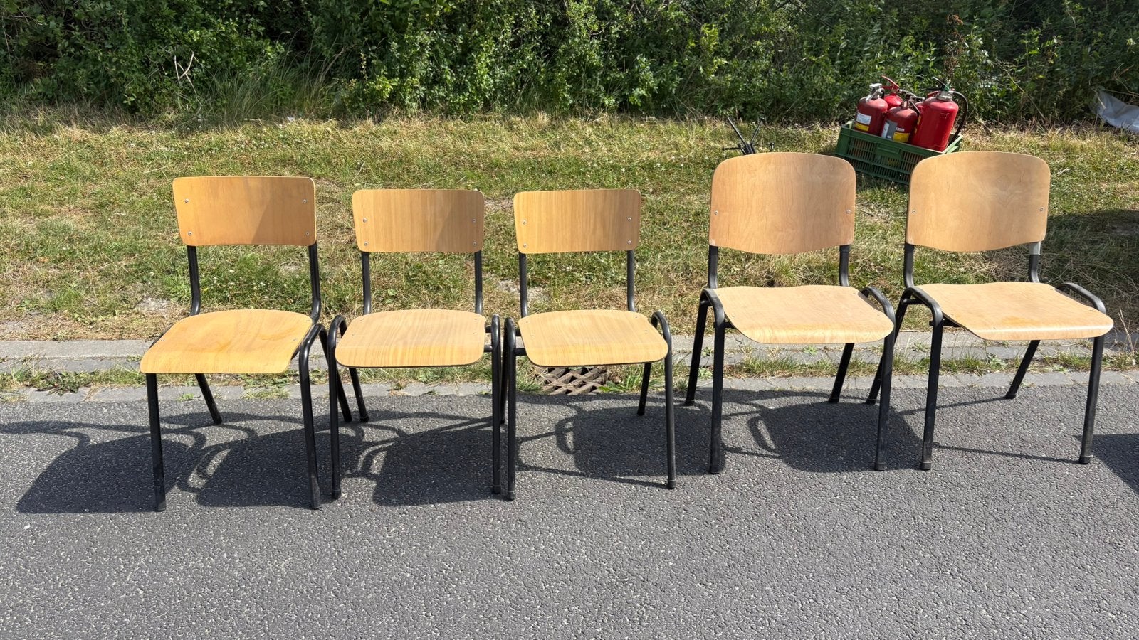 Kantine stoelen opstabelbsre stoelen, Ophalen, Gebruikt, Bruin, X