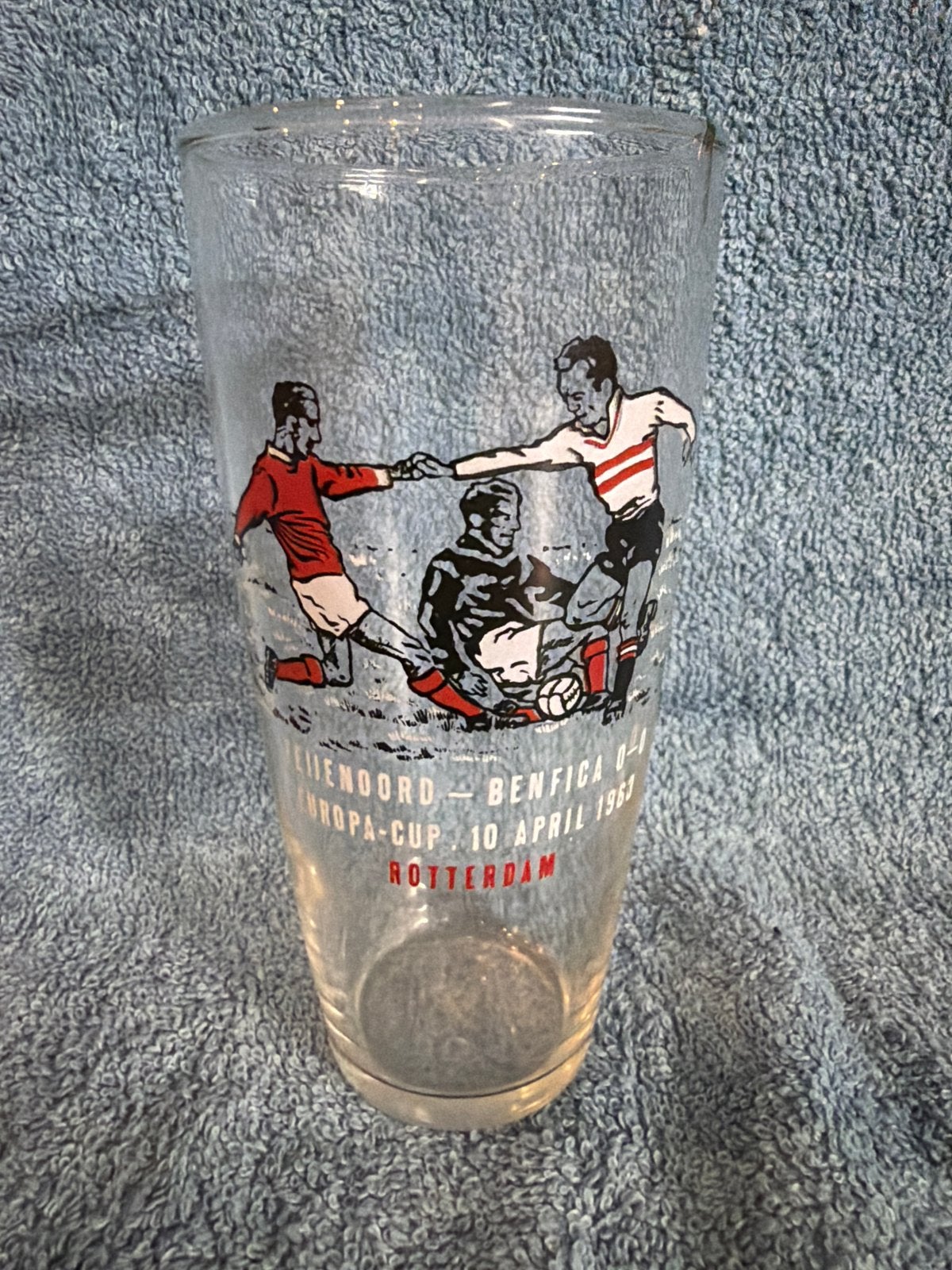 Feyenoord - Benfica Europacup glas 1963, Ophalen of Verzenden, Gebruikt, Feyenoord, Overige typen