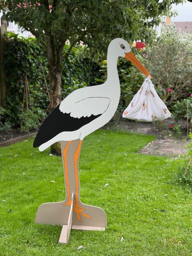 Geboorte ooievaar met toebehoren te huur, Ophalen, Nieuw, Geboortebord