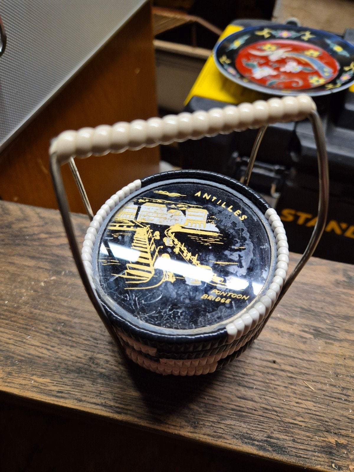 Vintage Antillen onderzetters met houder, Ophalen of Verzenden